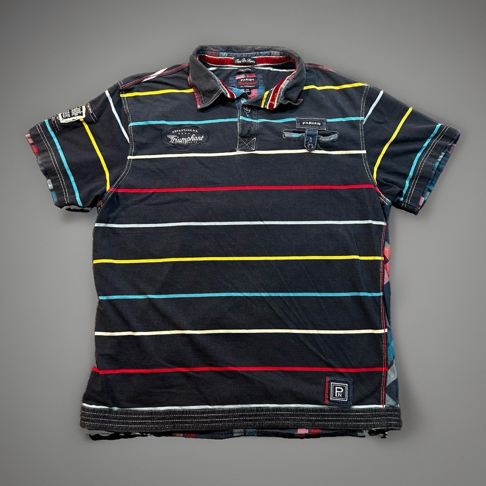 Parish Nation Polo Shirt Men 2XL Grey Casual Short Sleeve Golf Shirt